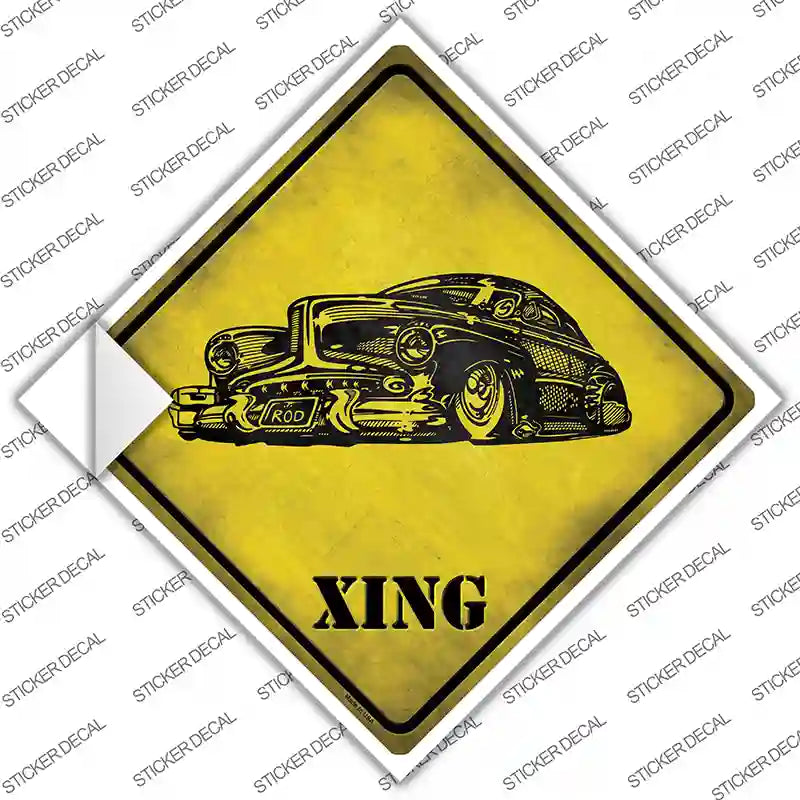 Classic Hot Rod Xing Novelty Diamond Sticker Decal