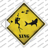 Scuba Diver Xing Novelty Diamond Sticker Decal