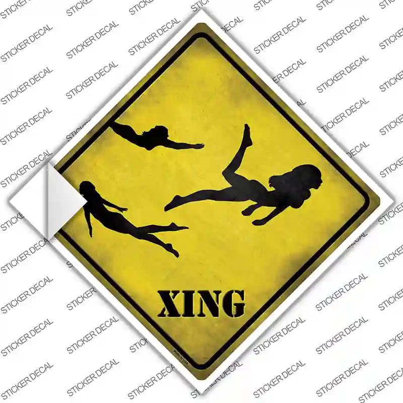 Women Swimming Xing Novelty Diamond Sticker Decal