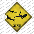 Women Swimming Xing Novelty Diamond Sticker Decal