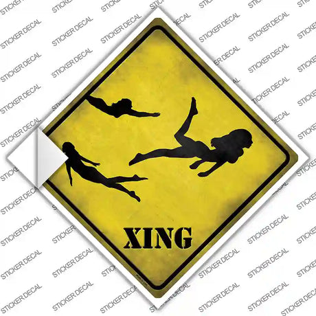 Women Swimming Xing Novelty Diamond Sticker Decal