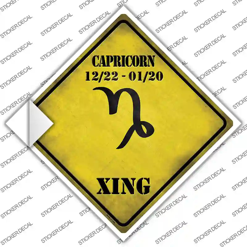 Capricorn Zodiac Symbol Xing Novelty Diamond Sticker Decal