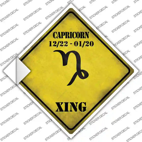Capricorn Zodiac Symbol Xing Novelty Diamond Sticker Decal