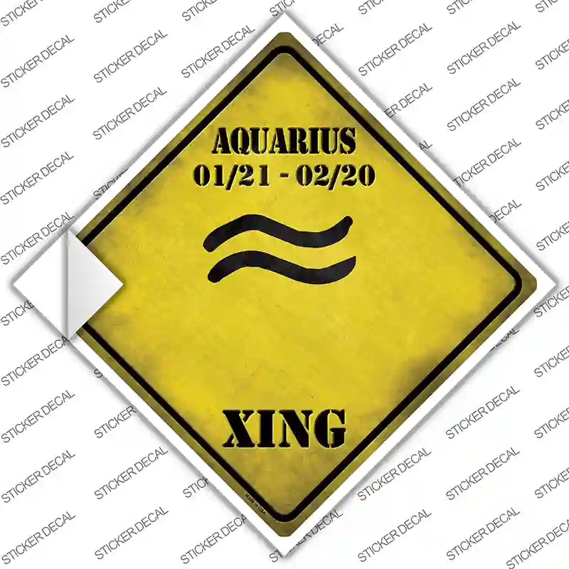 Aquarius Zodiac Symbol Xing Novelty Diamond Sticker Decal