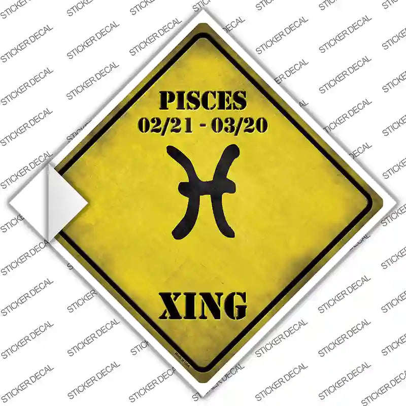 Pisces Zodiac Symbol Xing Novelty Diamond Sticker Decal