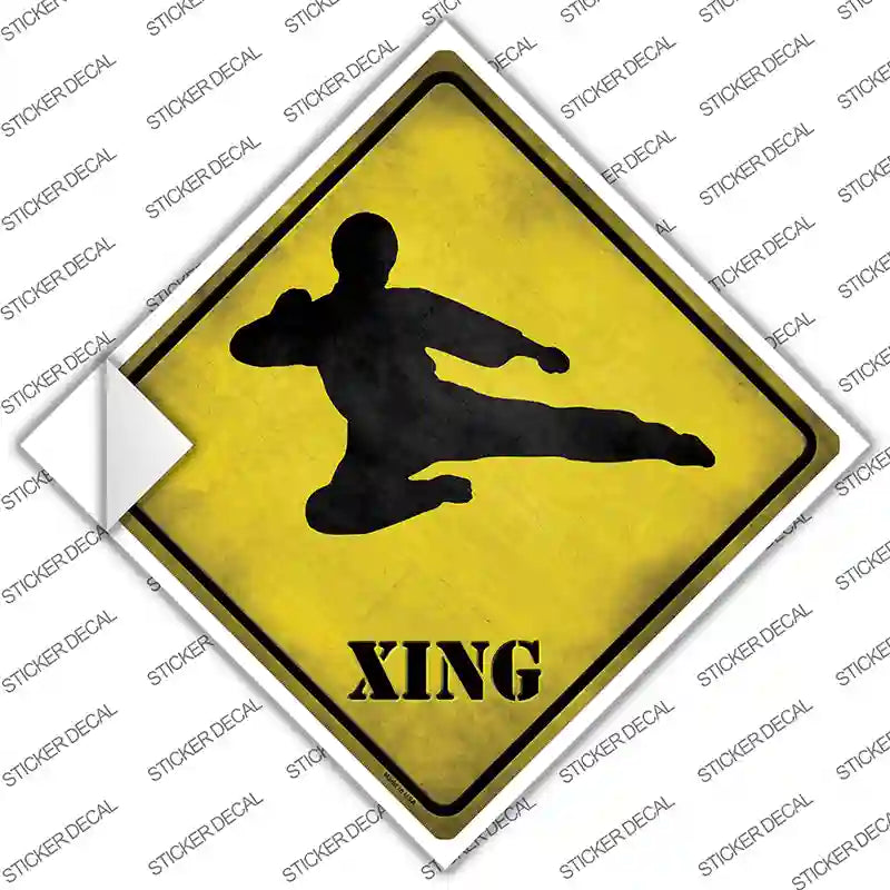 Kung Fu Martial Artist Kicking Xing Novelty Diamond Sticker Decal