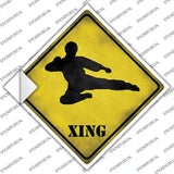 Kung Fu Martial Artist Kicking Xing Novelty Diamond Sticker Decal
