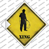 Cowboy With Lasso Xing Novelty Diamond Sticker Decal
