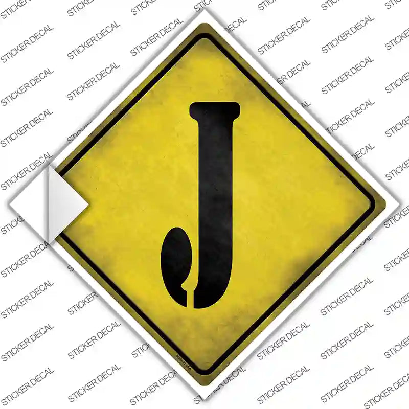 Letter J Xing Novelty Diamond Sticker Decal