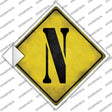 Letter N Xing Novelty Diamond Sticker Decal