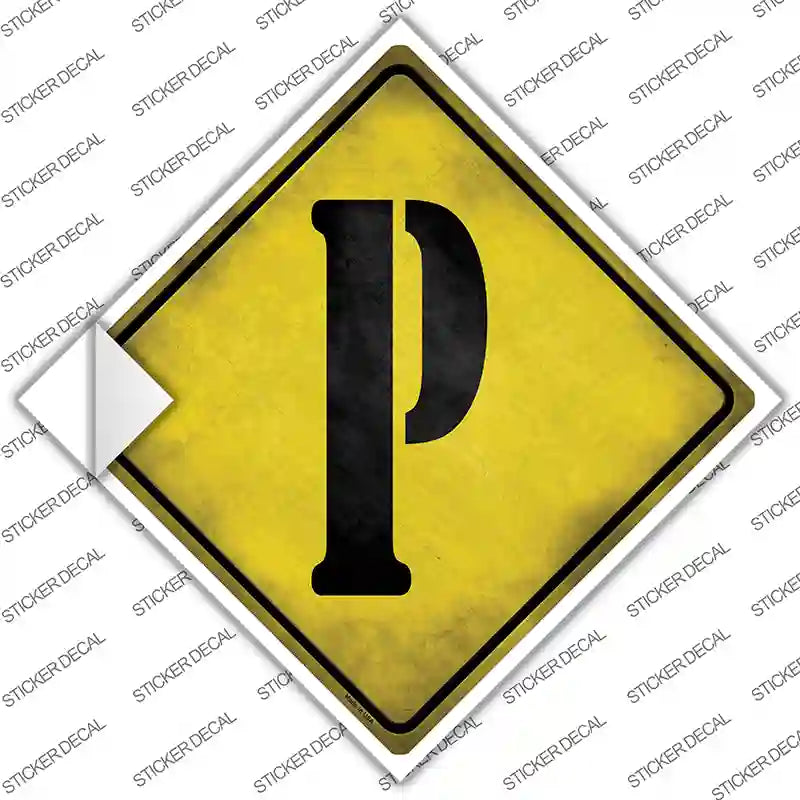 Letter P Xing Novelty Diamond Sticker Decal