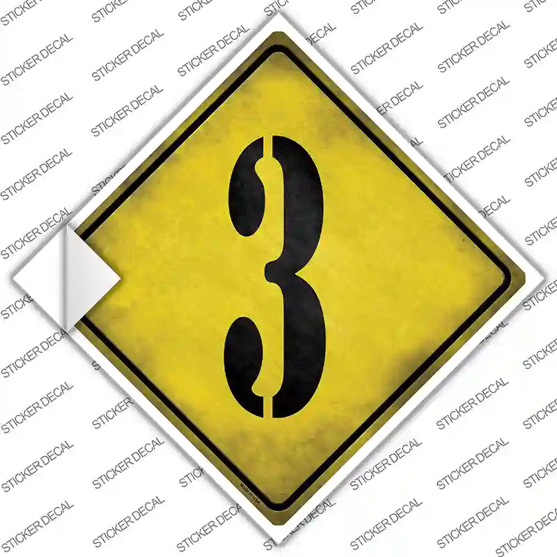 Number 3 Xing Novelty Diamond Sticker Decal