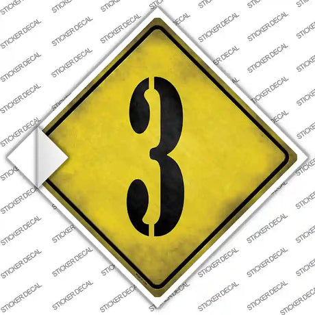 Number 3 Xing Novelty Diamond Sticker Decal