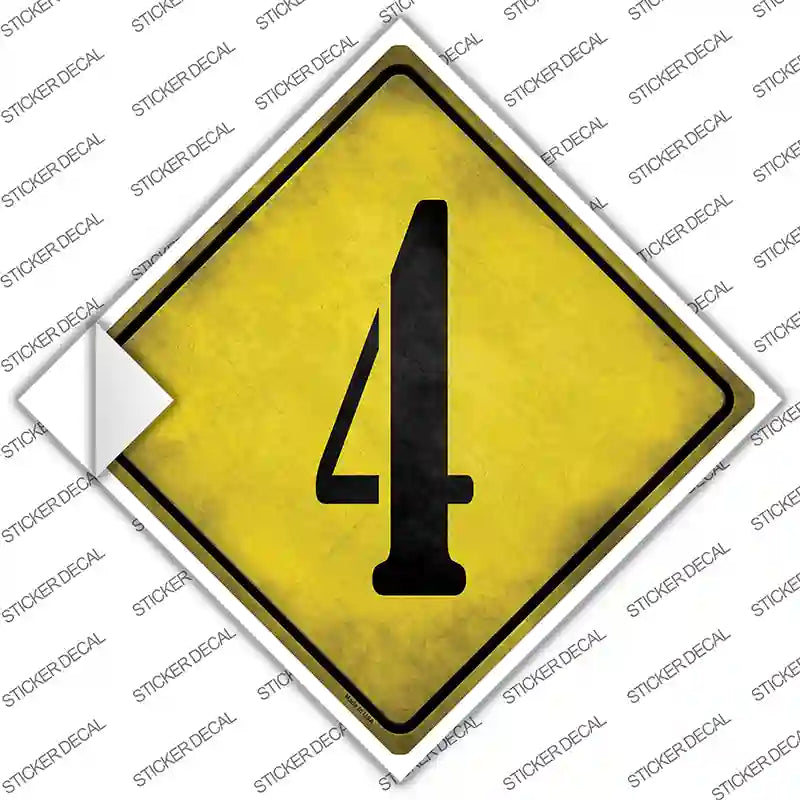 Number 4 Xing Novelty Diamond Sticker Decal