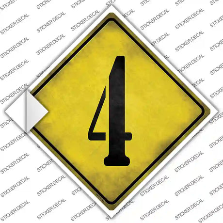 Number 4 Xing Novelty Diamond Sticker Decal