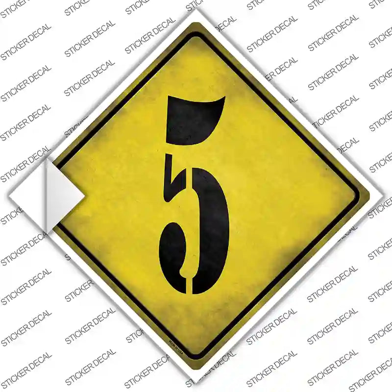 Number 5 Xing Novelty Diamond Sticker Decal