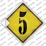 Number 5 Xing Novelty Diamond Sticker Decal