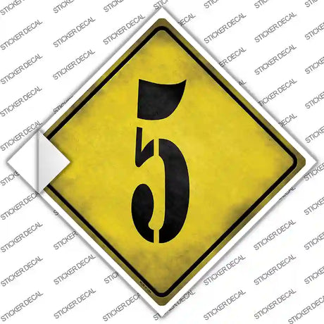 Number 5 Xing Novelty Diamond Sticker Decal