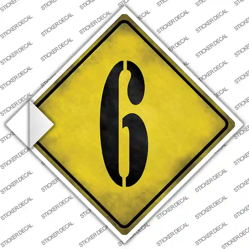 Number 6 Xing Novelty Diamond Sticker Decal