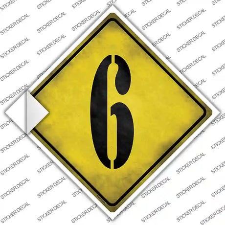 Number 6 Xing Novelty Diamond Sticker Decal