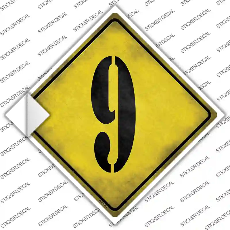 Number 9 Xing Novelty Diamond Sticker Decal