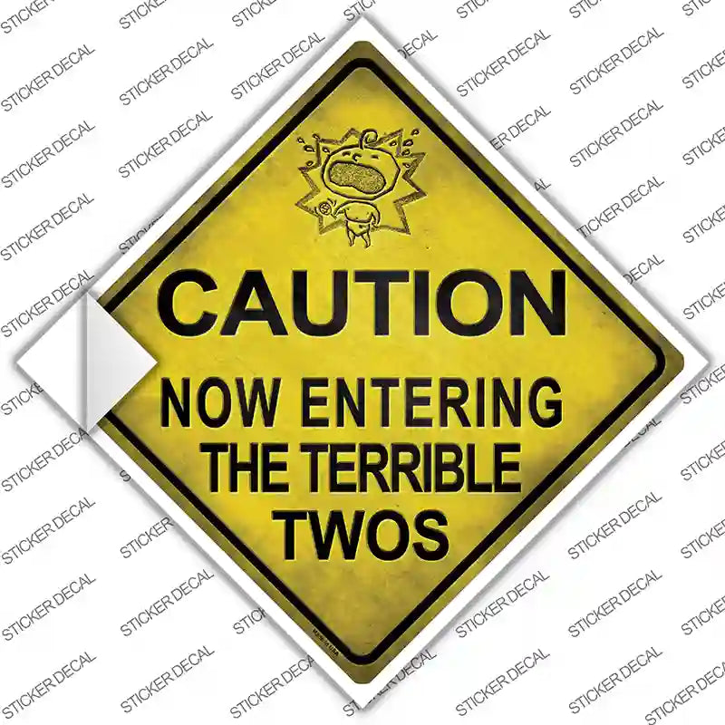 Entering Terrible Twos Xing Novelty Diamond Sticker Decal