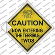 Entering Terrible Twos Xing Novelty Diamond Sticker Decal