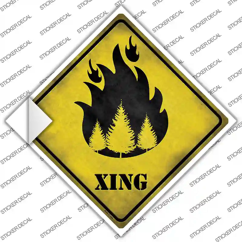 Forest Fire Xing Novelty Diamond Sticker Decal