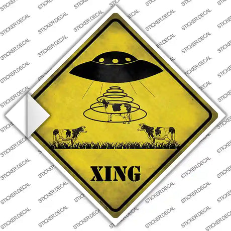 Alien Abduction Xing Novelty Diamond Sticker Decal