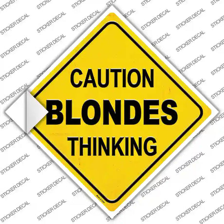 Caution Blondes Thinking Novelty Diamond Sticker Decal
