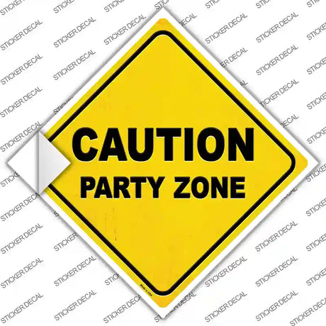 Caution Party Zone Novelty Diamond Sticker Decal