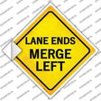 Lane Ends Merge Left Novelty Diamond Sticker Decal