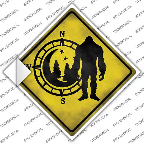 Bigfoot Wilderness Compass Novelty Diamond Sticker Decal