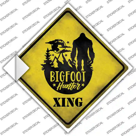 Bigfoot Hunter Xing Novelty Diamond Sticker Decal