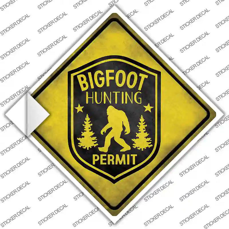 Bigfoot Hunting Permit Novelty Diamond Sticker Decal