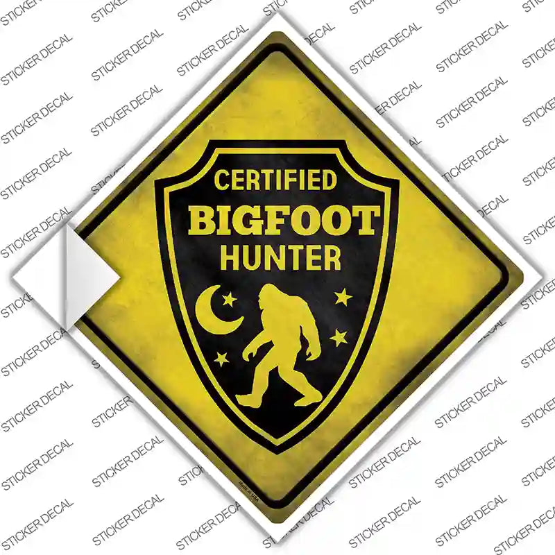 Certified Bigfoot Hunter Novelty Diamond Sticker Decal