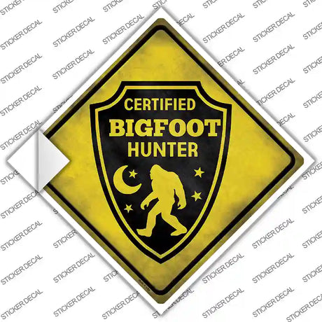 Certified Bigfoot Hunter Novelty Diamond Sticker Decal