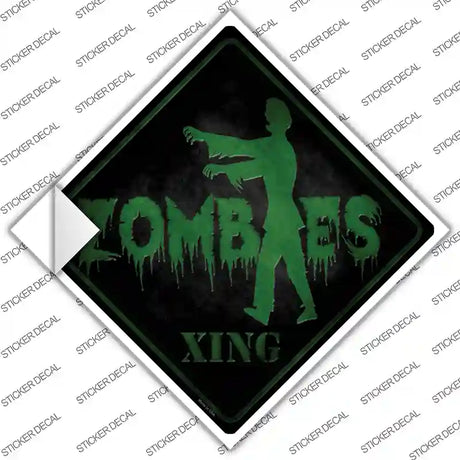 Zombie Crossing Novelty Diamond Sticker Decal