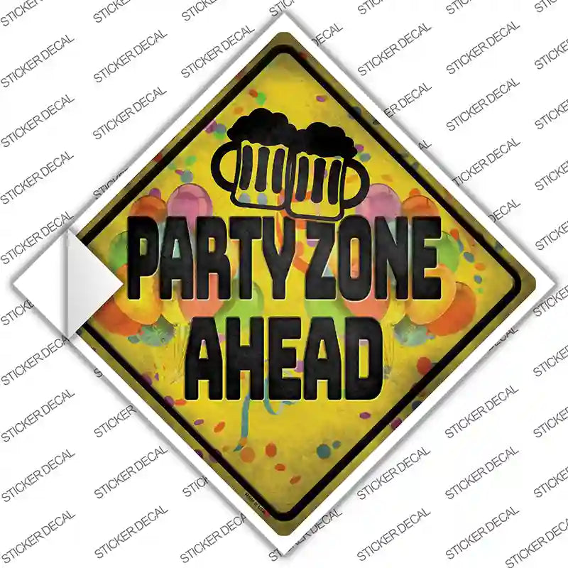 Party Zone Ahead Novelty Diamond Sticker Decal
