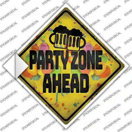 Party Zone Ahead Novelty Diamond Sticker Decal