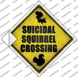 Suicidal Squirrel Xing Novelty Diamond Sticker Decal