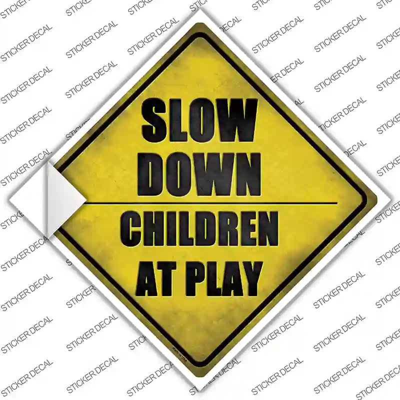 Slow Down Children At Play Novelty Diamond Sticker Decal