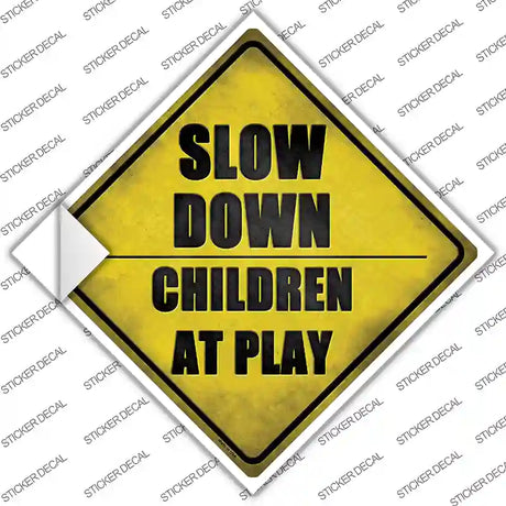 Slow Down Children At Play Novelty Diamond Sticker Decal