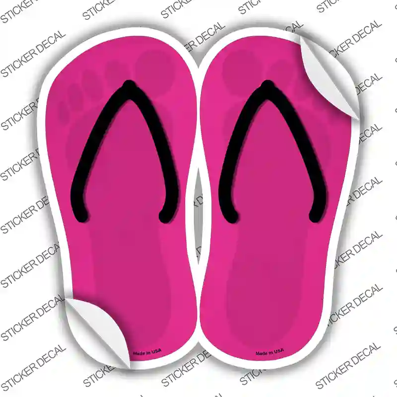 Pink Solid Novelty Flip Flops Sticker Decal Small