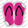 Pink Solid Novelty Flip Flops Sticker Decal Small