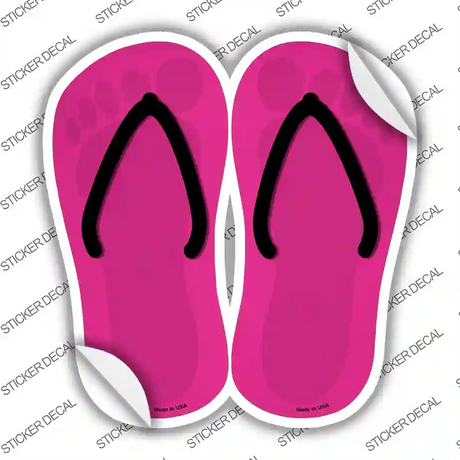 Pink Solid Novelty Flip Flops Sticker Decal Small