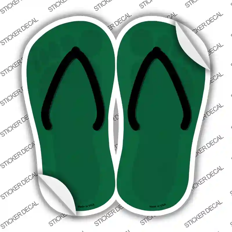 Green Solid Novelty Flip Flops Sticker Decal Small