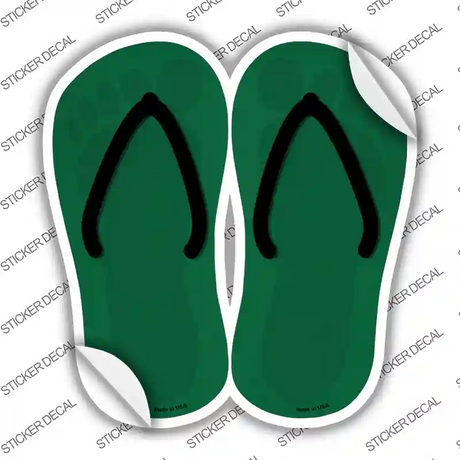 Green Solid Novelty Flip Flops Sticker Decal Small