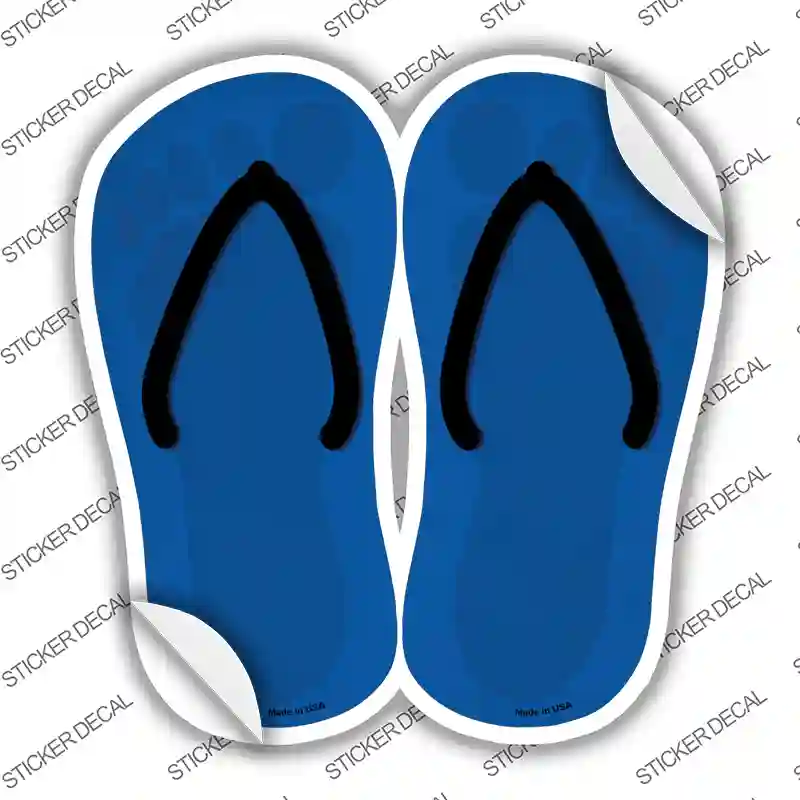 Blue Solid Novelty Flip Flops Sticker Decal Small