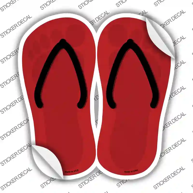 Red Solid Novelty Flip Flops Sticker Decal Small
